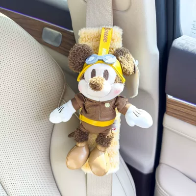 Donald Duck Car Seatbelt Shoulder Sürətlər qutusu və əl tormozu başlıqları - moon-velvet-yellow-shoulder-pad-official-mickey-flight-single