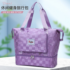 乾濕分離摺疊健身包獨立鞋倉短途單肩包女大容量手提牛津布旅行包