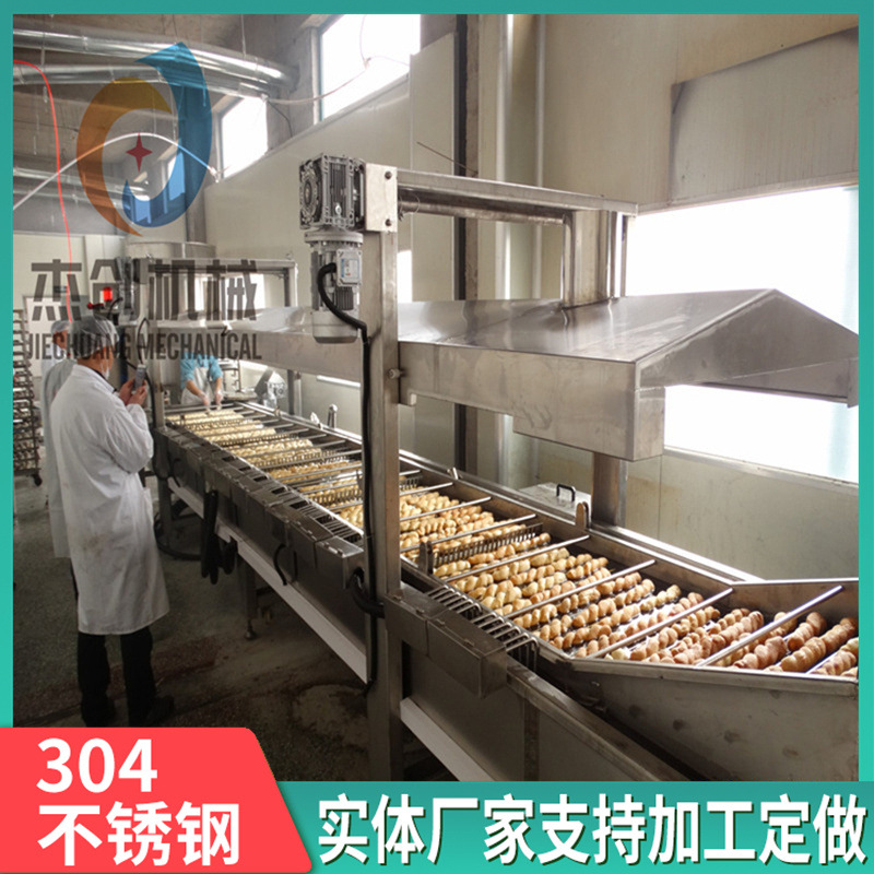 全自动面包麻花油炸机 鸡腿面包油炸设备 一机多用炸甜甜圈机器