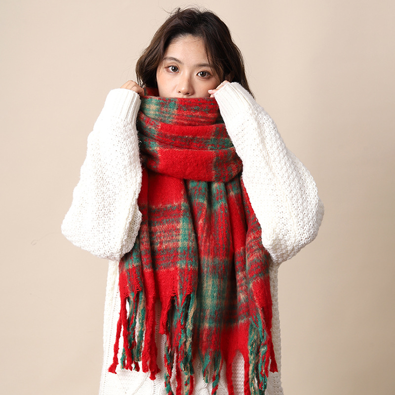 Sciarpa invernale in mohair con nappe di alta qualità, in cashmere marrone Maillard, per studenti, stile nuovo_voghion.com