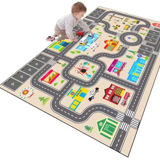 Transfronterizo Amazon Puzzle Niños Pista de dibujos animados Casa americana Sala de estar Dormitorio Manta de cabecera Manta antideslizante para balcón