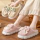 Cotton Slippers Women's Autumn and Winter Home Non-slip Warm 2024 New Cute Plush Bow Bag with Cotton Slippers Women