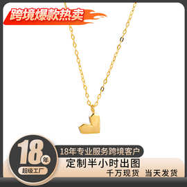 S925银简约立体爱心项链女小众设计高级感心形锁骨链日韩百搭饰品