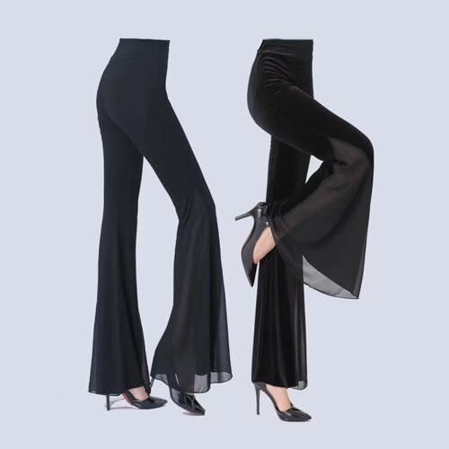 Women's Body Shaping Formal Pants Dance Pants Modal Micro-Angle Big Bellows Practice Pants Gold Velvet with Lace Bellows Pants