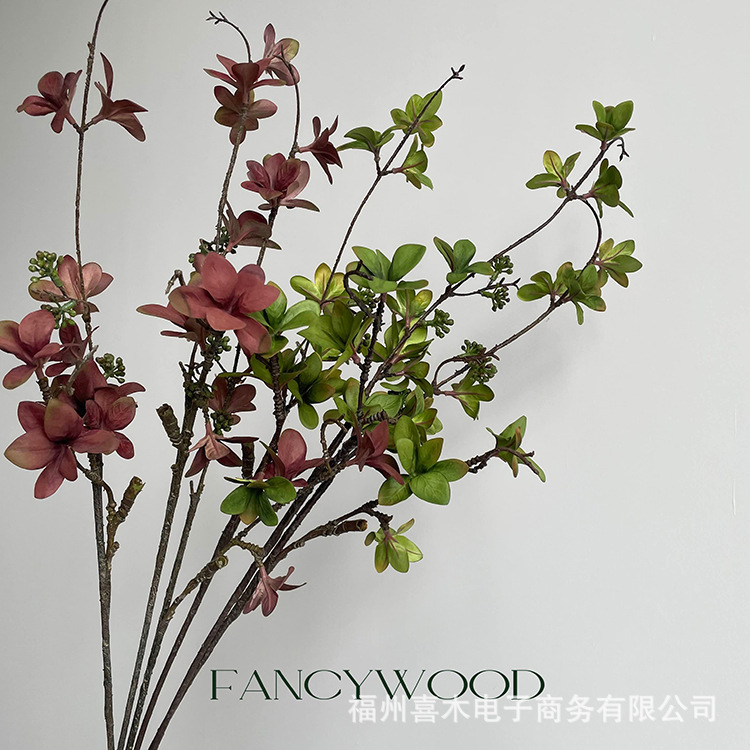 Simulation Retro Multi-leaf Short Branch Autumn Hanging Clock Leaf Wall Flower Art Soft diy Quality Home Fake Flower Decoration