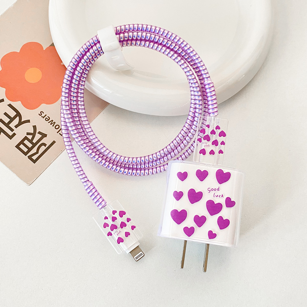 삼성 25w-luck 보라색 사랑 머리 커버 스레드 커버 2 1 미터 레이저 보라색 로프