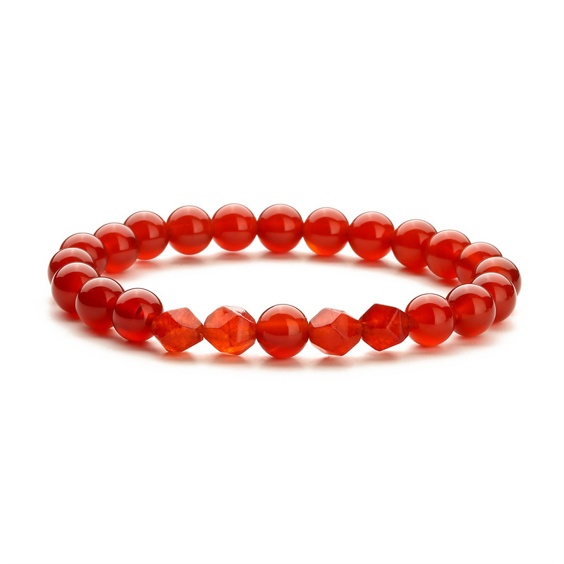 Pulsera transfronteriza europea y americana 8mm piedra de ojo de tigre cristal Rosa amatista cuentas de ágata roja pulsera elástica pulsera de cuentas pulsera
