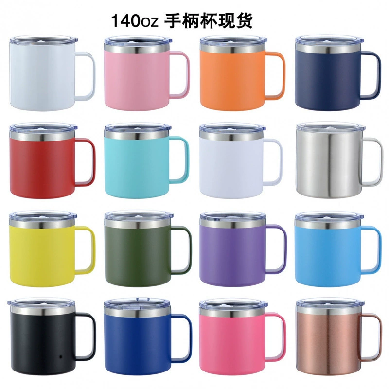 14 унций пластиковая кружка для сублимации с ручкой, готовая к экспорту, с нанесенным логотипом, кружка с ручкой из нержавеющей стали 304