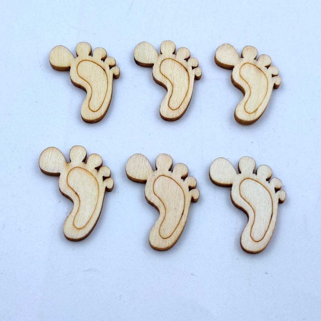 28*23mm原木色脚印木制品  DIY刻线脚丫手工服装铺料 50个/包