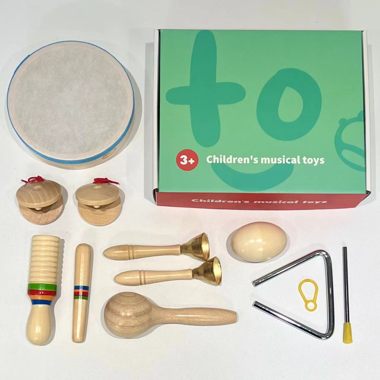 Artesanías de madera instrumentos de percusión niños jardín de infantes ayuda musical huevo de arena juguete conjunto de instrumentos musicales al por mayor