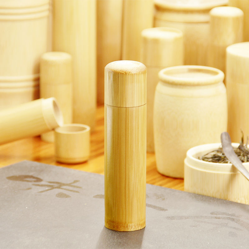 ポータブル茶葉缶密封缶旅行元生態竹製貯蔵缶茶缶彫刻茶桶特色竹工芸品|undefined