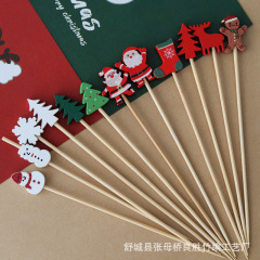 メーカーは12cmクリスマスハロウィーンの竹串サンタクロースがクリスマスツリーの果物のサイン卸売りを提供している