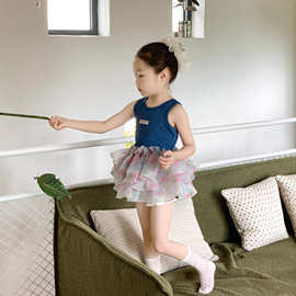 2026夏季新款 韩版童装 女童度假风多巴胺彩纱蛋糕蓬蓬裙半身短裙