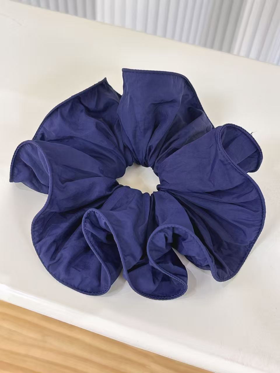 Super Brightening~ Klein Blue Morandi Color Series Simple Solid Color Pleated Large Hair Tie Fashionable Niche Hair Rope