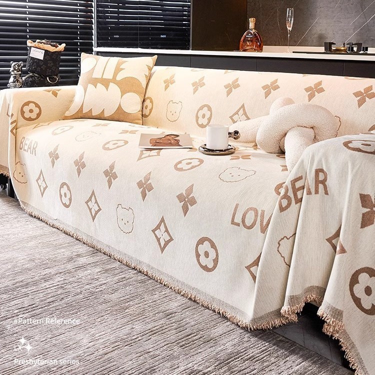 Cubierta de sofá de alta gama de lujo ligero moderno, cubierta completa, funda de sofá a prueba de gato de chenilla universal de cuatro estaciones, funda de sofá, manta de sofá