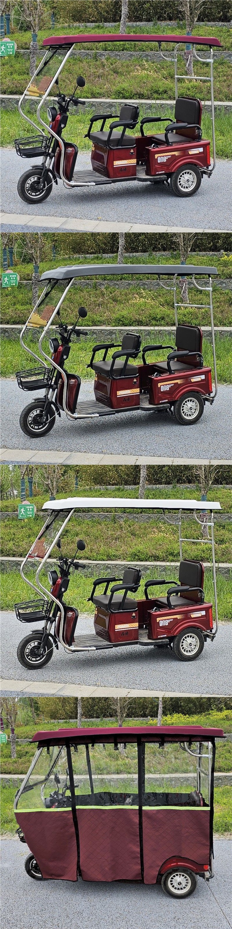 Stainless steel tricycle canopy, electric tricycle rain cover, leisure minibus rain shelter, foldable scooter for the elderly