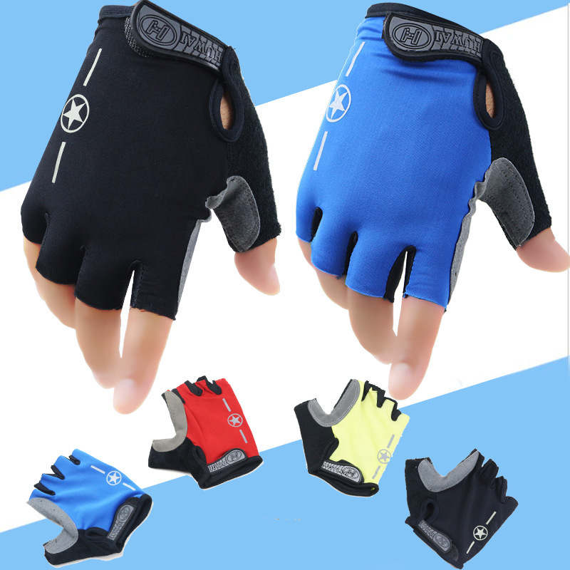 Five-pointed Star Riding Half-finger Gloves Spring and Summer Bicycle Mountain Bike Road Bicycle Motorcycle Men's and Women's Silicone Shock Absorption