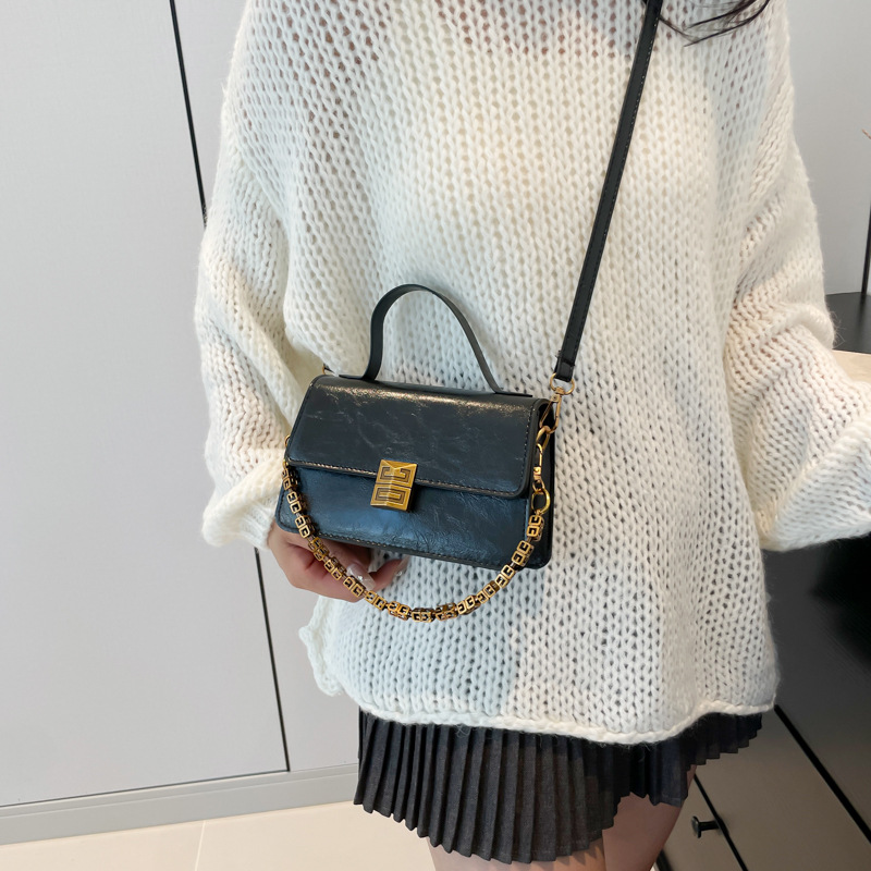 2024 New Texture Trendy Small Square Chain Strap Crossbody Casual Simple Fashion Handheld Single Shoulder Women's Bag_voghion.com