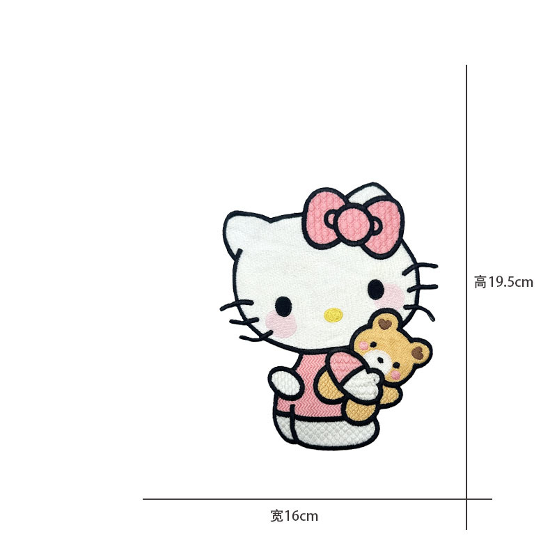 Cartoon al por mayor bordado por computadora kt pegatinas de tela de gato Sanliogou diy pegatinas de parche tejido cesta de ropa adorno accesorios pegatinas
