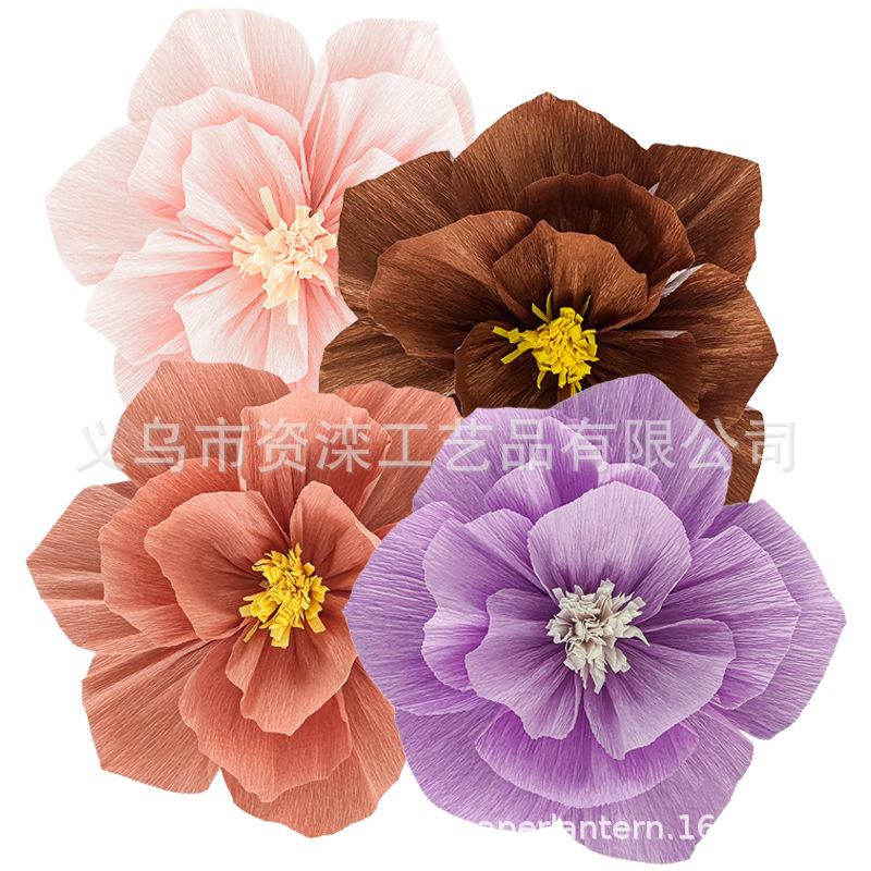 彩色皱纹纸花立体仿真花店铺展示橱窗婚房生日派对幼儿园装饰花