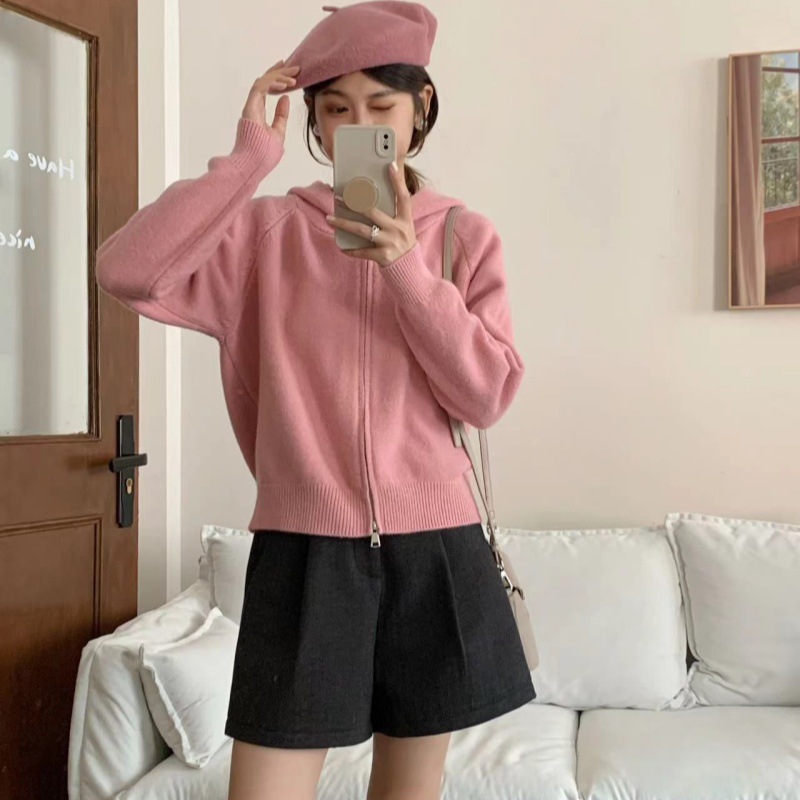 24 diseño de invierno Puyuan de punto con sombrero de doble cremallera corto suéter pequeño para mujeres 20 image 12
