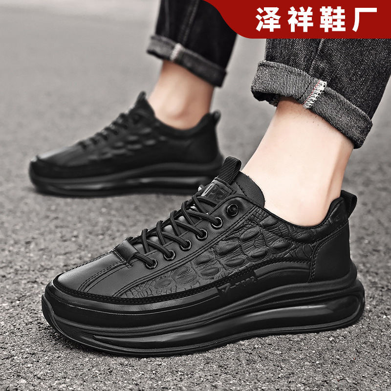 Retro Crocodile Pattern Men's Shoes Wholesale 2025 New Thick-Soled Men's Casual Trbottomy Shoes Trbottomyy Men's Shoes Men's Leather Shoes