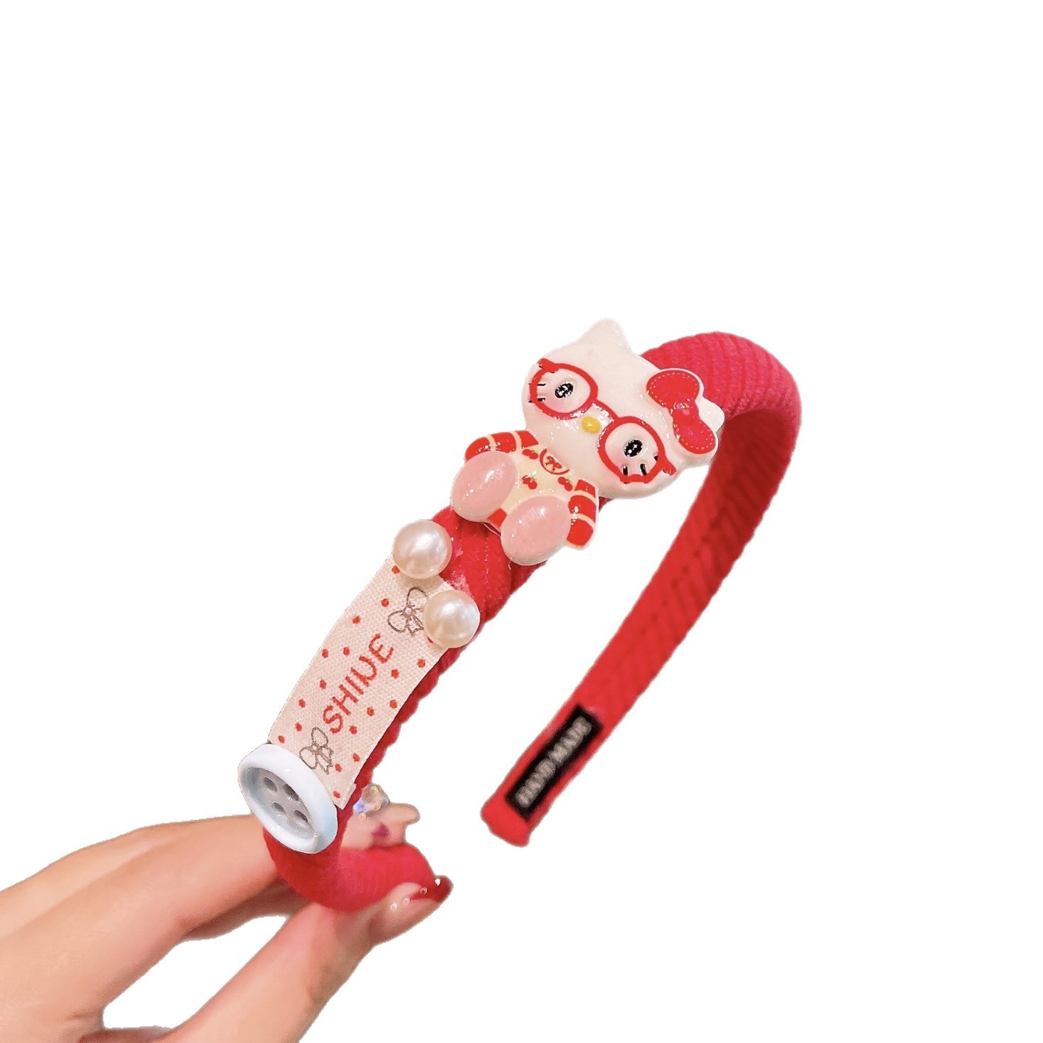 Nuevos niños al por mayor esponja banda de cabello de dibujos animados KT gato arco clip de cabello no estrangulación cabeza alta cráneo bebé joyería de cabello