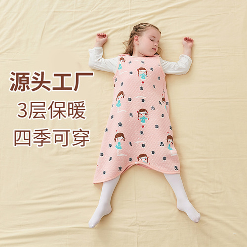 Bazitu cross-border spring, autumn and winter baby anti-kicking vest style infant and toddler universal thermal sleeping bag for children