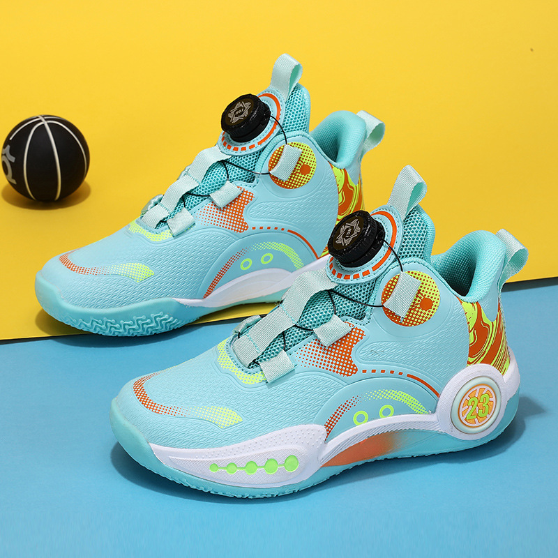 Zapatos de baloncesto para niños, zapatos de cuero para niños, zapatos de botón de fricción con sonido, zapatos deportivos para niños