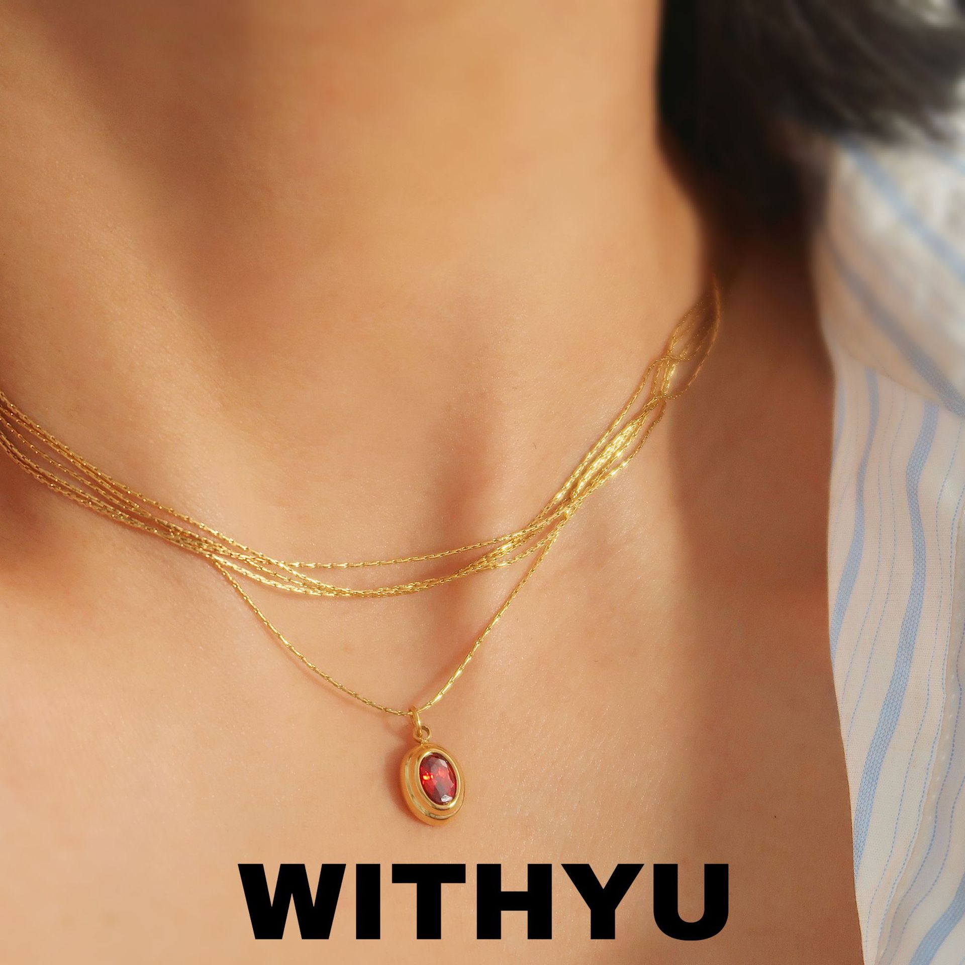 10g Weight Zircon Inlay Material Pendant Necklace Classification 1 Piece Quantity Daily Occasion Titanium Steel Material Oval Pattern Women's Gender Plating, Inlay Design Retro Style Titanium Steel Retro Oval Plating Inlay Zircon Pendant Necklace 15