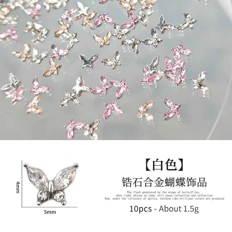 Manicure flash mini mariposa joyería aleación cristal zircón ultra brillante ojo de caballo accesorios taladro de uñas tridimensional al por mayor