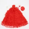 Red -hearted big wedding dress only clothes plus accessories