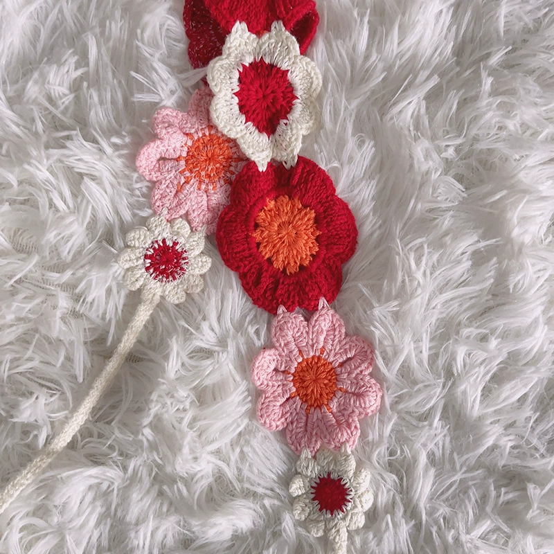 Этническая Crochet повязка на голову, тканое украшение для волос, регулируемая, яркий бохо-стиль