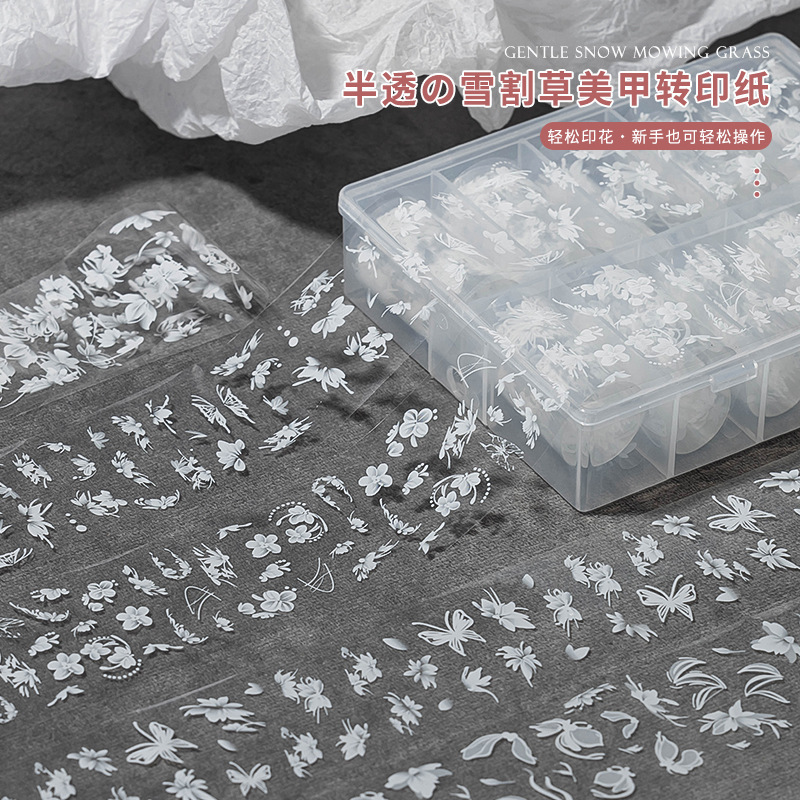 Nail Art Semi-transparent Snow Mowing Transfer Sticker suit Guofeng New Chinese Style Butterfly Nail Jewelry Special for Nail Art Shop