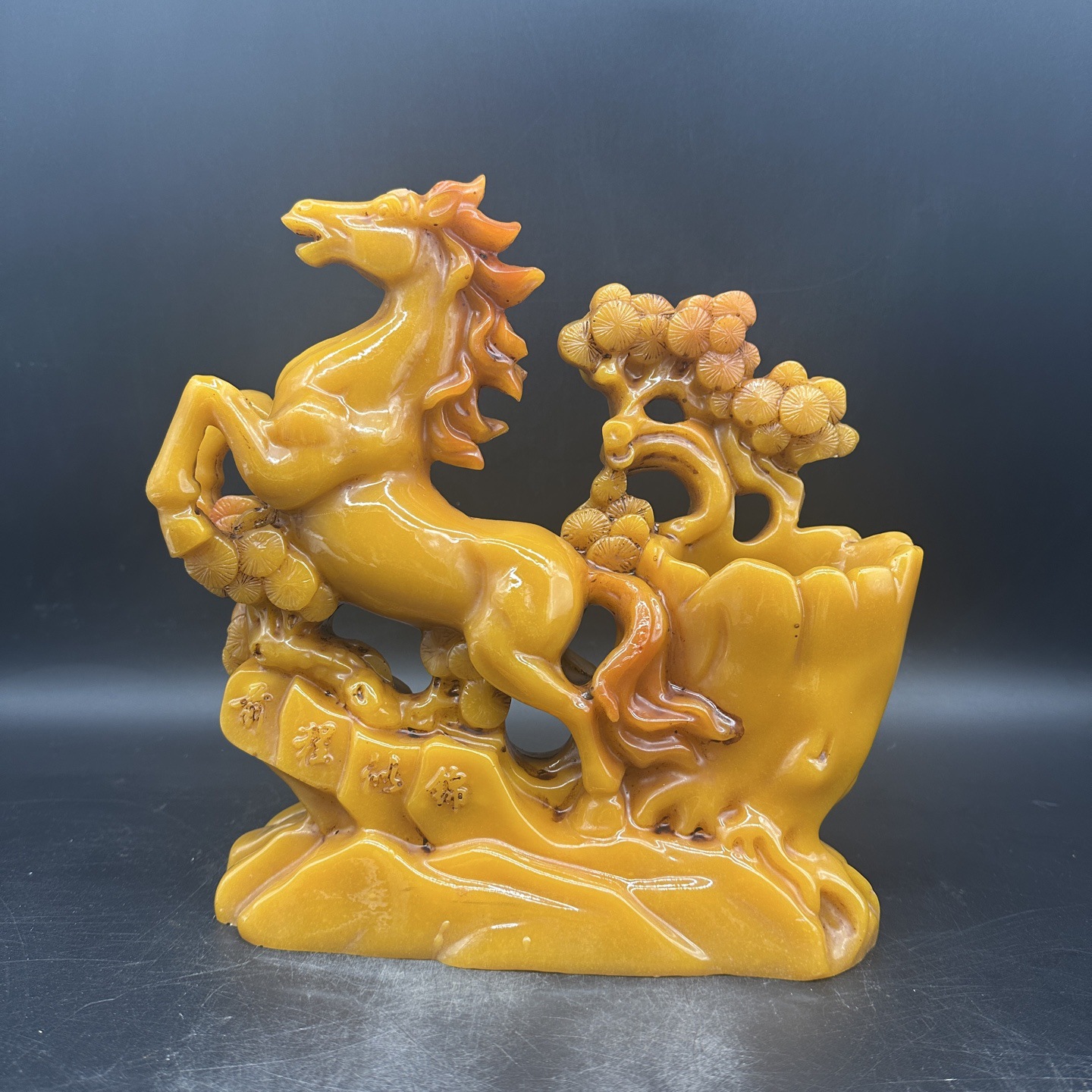 批发仿 寿山石生肖马白菜摆件 树脂马动物家居办公摆件工艺品