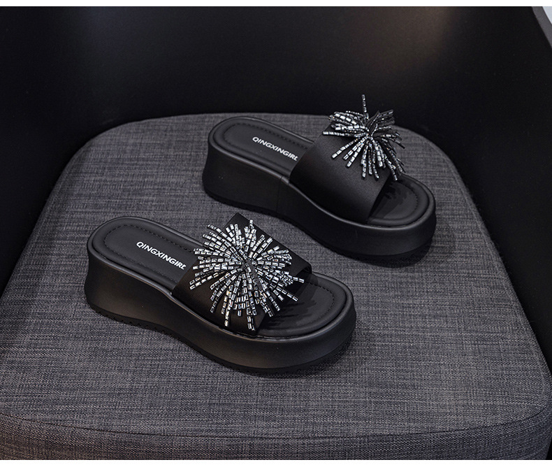 Dép sandal nữ xỏ ngón đế bệt đính khóa kim cương phong cách Hàn Quốc — 5077 vàng, 5077 đen chi tiết 14