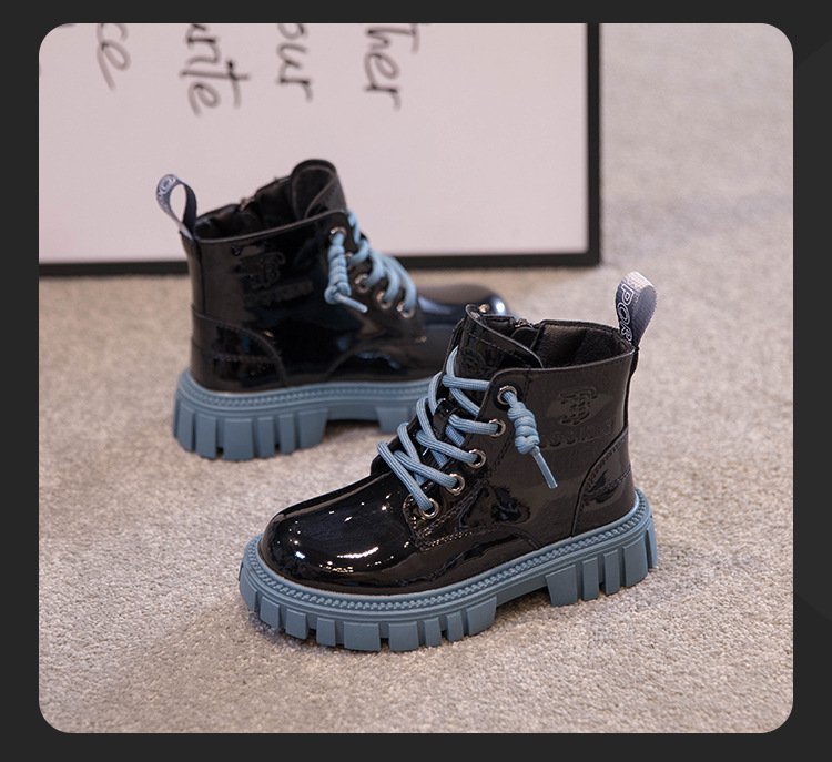 Botas martin para meninas 2023 primavera e outono novos meninos dois sapatos de inverno de algodão botas de couro mais botas curtas de lã_voghion.com