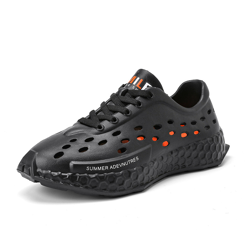 Comfortable Couple's Clogs, Summer Non-Slip Top Quality Outdoor Beach Sandals, Men's Hollow Breathable Closed-Back Slippers_voghion.com