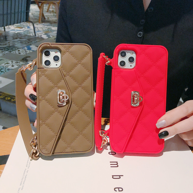 Silicone Handbag Apple 15Pro Mobile Phone Case Small Fragrant Style iPhone13 Cross-border Foreign Trade Card 14Pro Crossbody