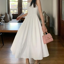 2024新款白色连衣裙女中长款吊带裙收腰显瘦无袖背心裙子韩系性感