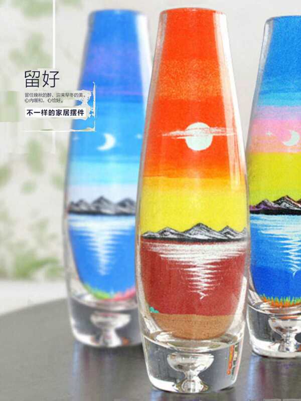Sand Bottle Painting DIY Material Stereo Sand Painting Bottle Colored Sand Pudding Bottle Jordan Bottle Lucky Star Bottle Glass Bottle Comes with Cork