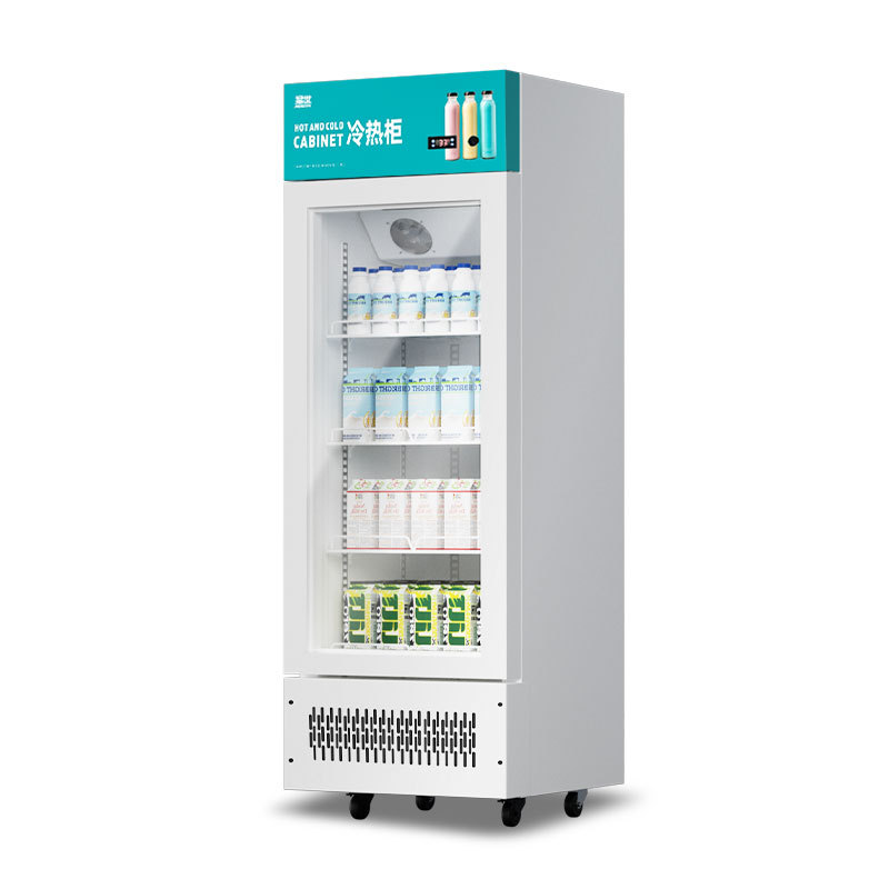 Gabinete de exhibición de calefacción de leche estudiantil de alta capacidad de aislamiento de alimentos rápidos Gabinete de exhibición de bebidas calientes y frías Gabinete de exhibición de bebidas calientes