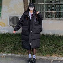 学院风黑色中长款羽绒棉服女2023年新款棉衣棉袄韩版过膝冬季外套