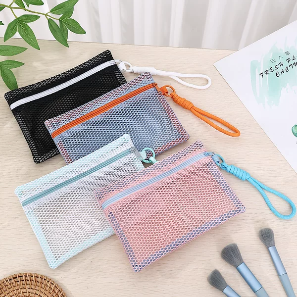 2025 New Nylon Cosmetic Bag Dopamine Mesh Tofu Bag Ultra-Light Mesh Miscellaneous Storage Small Bag Multi-Purpose