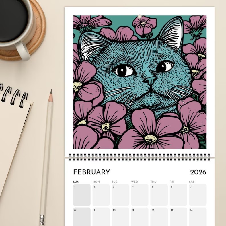 新款Cat Calendar Calendar 2026猫日历2026年日历|undefined