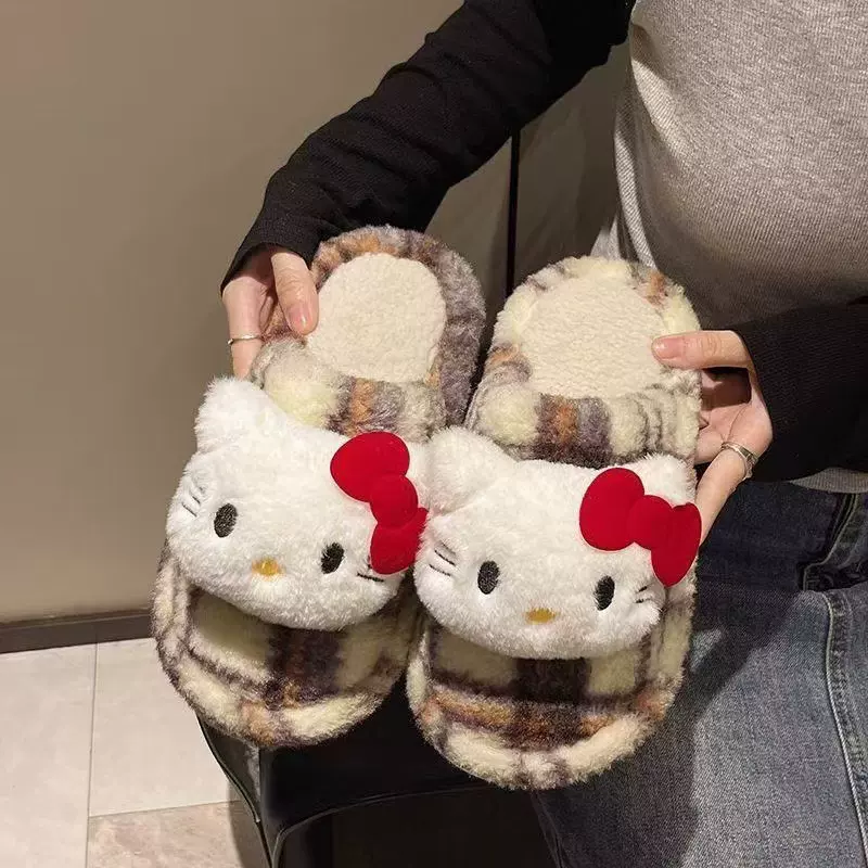 时尚轻便可爱卡通包头毛毛拖鞋女2025新款冬季外穿加绒保暖棉拖鞋