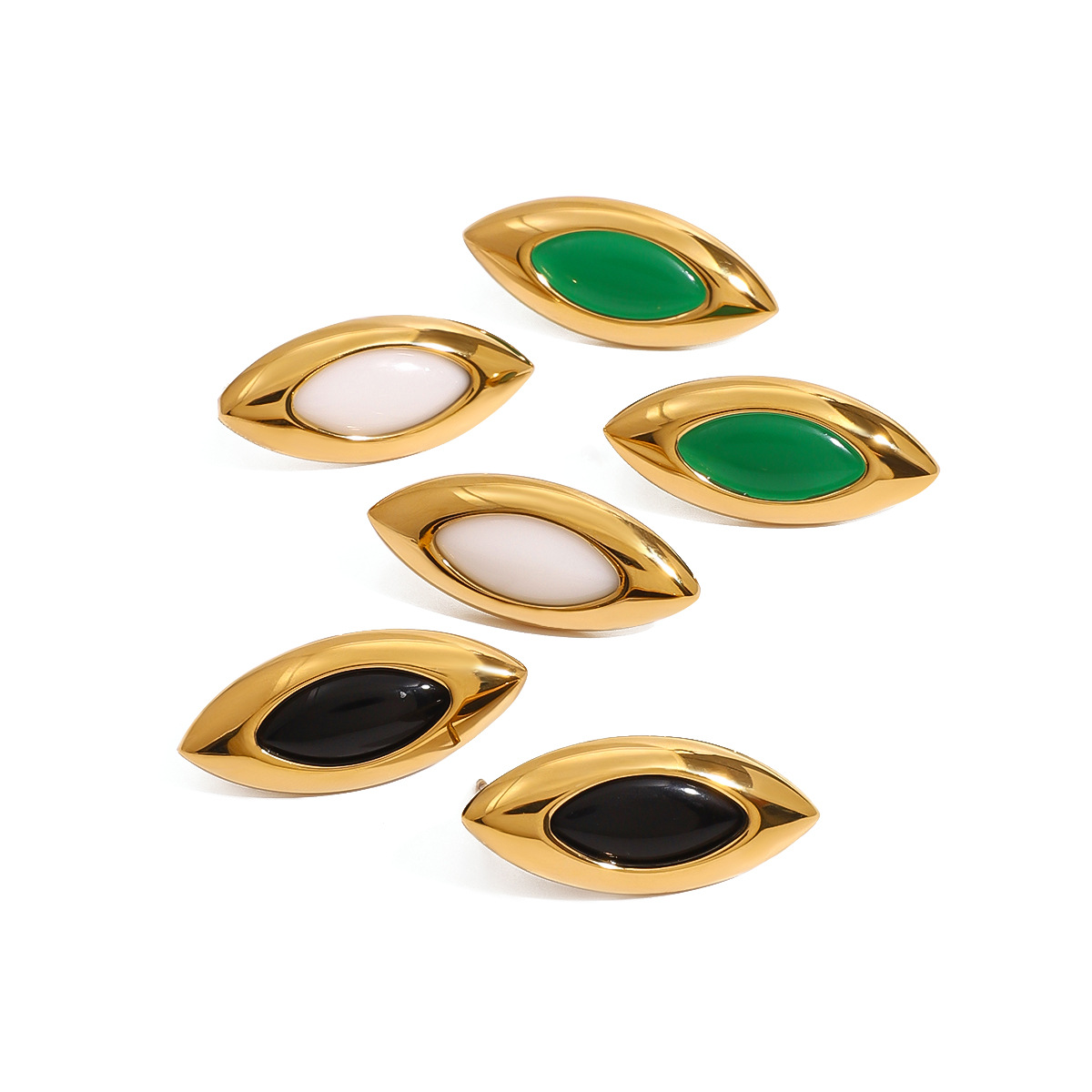 JEDING europa y americana pernos de acero inoxidable ágata de alta calidad pendientes retro pendientes de acero de titanio pendientes joyas transfronterizas