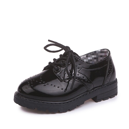 Boys' Single Shoes Children Black and White Leather Shoes Student British Style Casual Shoes Flower Children Suit Formal Dress Performance Shoes