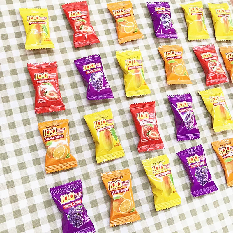 Фруктовый пралине-маэ шоколадное/жевательное? Wait. Let's do proper: 'Mao Sheng fruit flavor fudge rubber sugar PP candy juice flavored fudge bulk mixed flavor casual snacks and citrus candy'