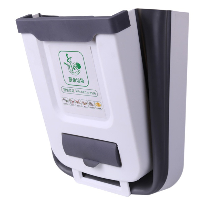 Montado en la pared plegable bote de basura hogar gabinete de cocina clasificación de la puerta cesta de basura coche colgando tubo de almacenamiento al por mayor